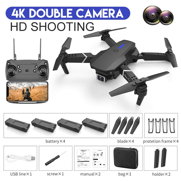 E88 4k Wide-Angle HD Camera RC Drone Toys